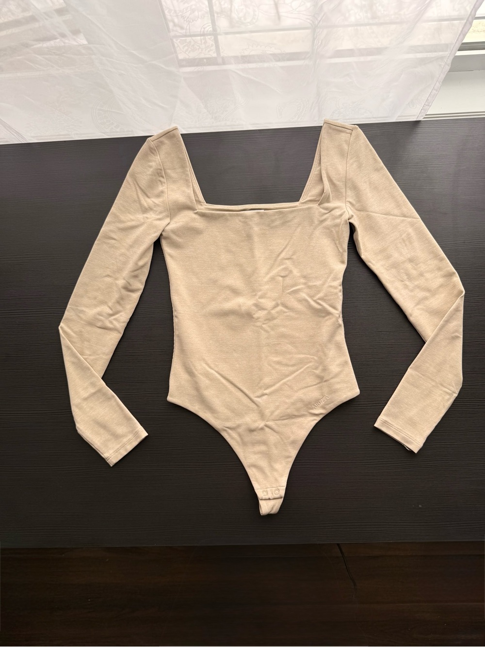 Aritzia Contour Square-Neck Bodysuit in Light Beige